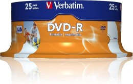Verbatim 43538 16 x Szeroki Druk DVD-R 4,7GB, 25 szt