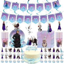 Zestaw dekoracyjny 63szt Frozen, Kraina lodu na przyjęcie, urodziny