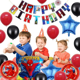 Zestaw dekoracji 18szt: balony + baner SPIDER-MAN na urodziny, przyjęcie
