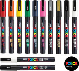 Pisaki, markery z farbą plakatową UNI POSCA PC-3M -12 kolorów