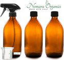 Nomara Organics Butelki z rozpylaczem ze szkła bursztynowego 500 ml, 3szt