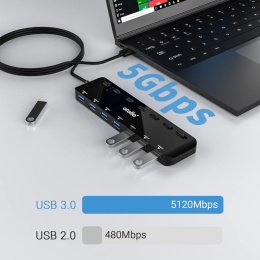 HUB USB, 7-portowy koncentrator USB 3.0 atolla