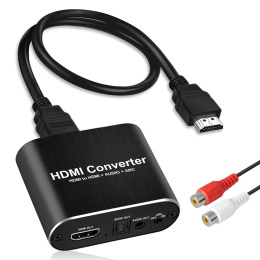 Ekstraktor dźwięku 4K HDMI, HDMI na HDMI + optyczny Toslink SPDIF + stereofoniczne wyjście audio AUX 3,5 mm