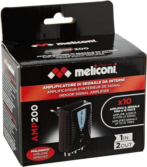 Meliconi AMP200 cyfrowy wewnętrzny wzmacniacz sygnału z filtrem LTE Meliconi AMP200 cyfrowy wewnętrzny wzmacniacz sygnału z filtrem LTE