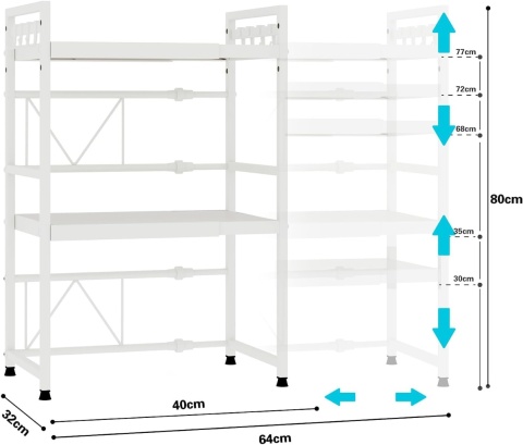Półka do stojaka na kuchenkę mikrofalową Rozszerzalna regulowana półka