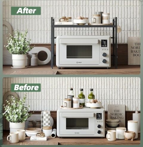 Półka do stojaka na kuchenkę mikrofalową Rozszerzalna regulowana półka