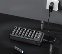 Ładowarka POWEROWL ZN 825E do baterii AA/AAA z 8 gniazdami ładowania Micro