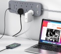 Przedłużacz HANYCONY z gniazdami USB, listwa zasilająca z 8 gniazdami i 4 portami USB