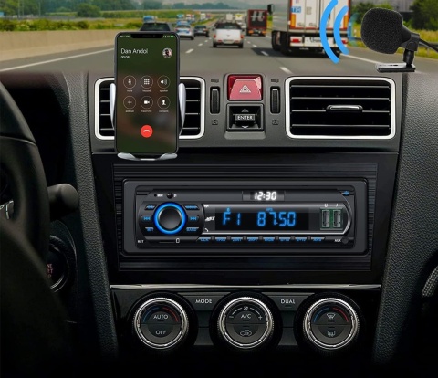 Radio Samochodowe Bluetooth RDS 2x USB AUX MP3 Mikrofon Pilot 1-DIN LCD LED Radio Samochodowe Bluetooth RDS 2x USB AUX MP3 Mikrofon Pilot 1-DIN LCD LED