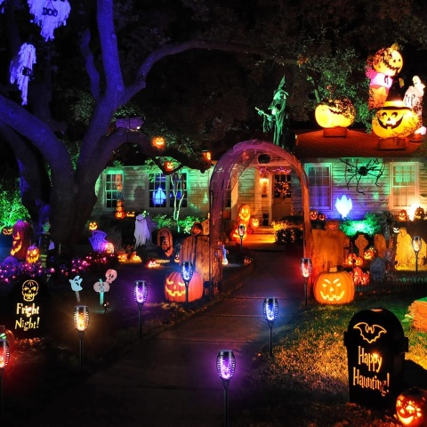 Lampka solarna z wbijanym grotem kolor czarny- 10 SZTUK- IDEALNE NA HALLOWEEN Lampka solarna z wbijanym grotem kolor czarny- 10 SZTUK- IDEALNE NA HALLOWEEN