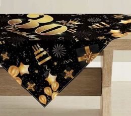 OBRUS URODZINOWY 30 URODZINY DEKORACJA 85X85CM czarny złoty
