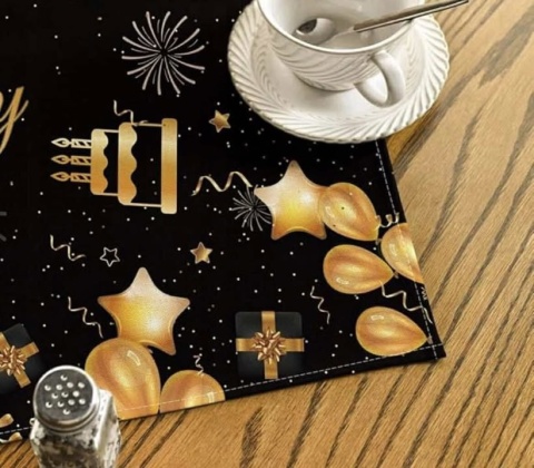 OBRUS URODZINOWY 30 URODZINY DEKORACJA 85X85CM czarny złoty