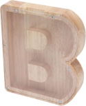 Drewniana skarbonka w kształcie litery Skarbonka