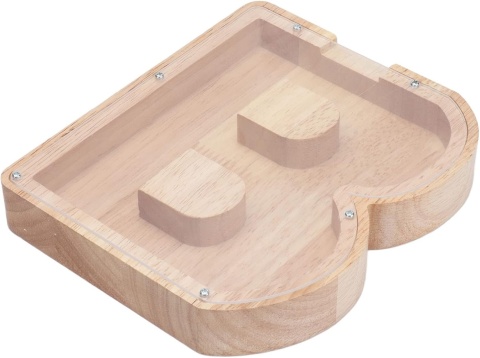 Drewniana skarbonka w kształcie litery Skarbonka