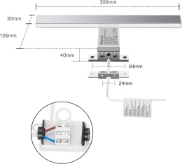 Lampa LED do lustra szafki łazienkowa 30cm 5W 4000K 500lm 240V Aourow