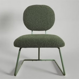 Art Leon tapicerowane krzesło bez podłokietników z kolorowymi żelaznymi nogami, zielone