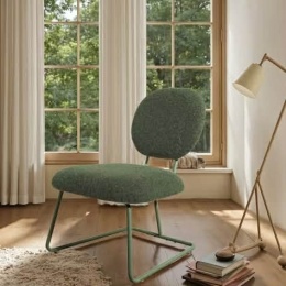 Art Leon tapicerowane krzesło bez podłokietników z kolorowymi żelaznymi nogami, zielone