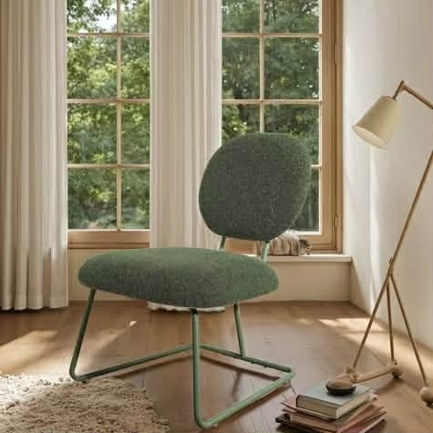 Art Leon tapicerowane krzesło bez podłokietników z kolorowymi żelaznymi nogami, zielone