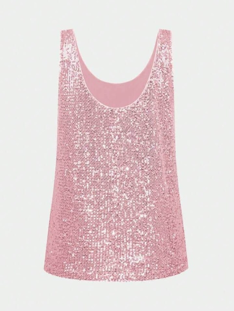 Różowy TOP w cekiny - rozmiar M