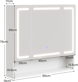SZAFKA ŁAZIENKOWA Z LUSTREM OŚWIETLENIEM LED NOWOCZESNA