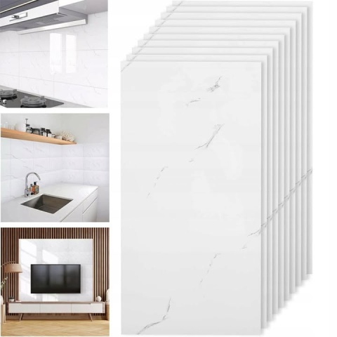Panel Samoprzylepny 60x30cm Biały Marmur Wodoodporny Kuchnia Łazienka