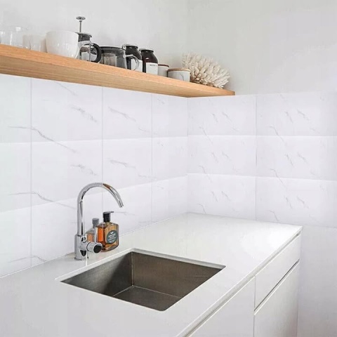 Panel Samoprzylepny 60x30cm Biały Marmur Wodoodporny Kuchnia Łazienka