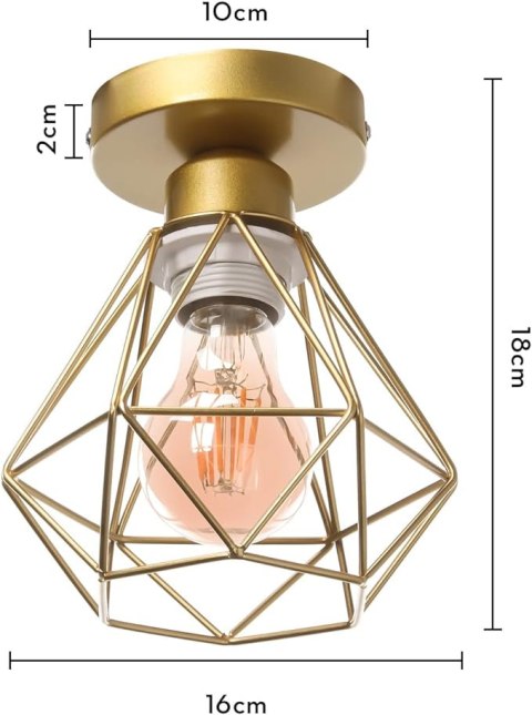 TOKIUS Lampa sufitowa w stylu retro, 16 cm kolor złoty TOKIUS Lampa sufitowa w stylu retro, 16 cm kolor złoty