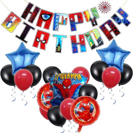 Zestaw dekoracji 18szt: balony + baner SPIDER-MAN na urodziny, przyjęcie