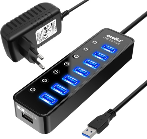 HUB Aktywny koncentrator USB 3.0 z zasilaczem, 7 portów