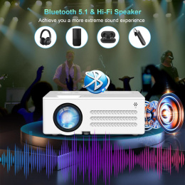 Projektor 4K, 15000 l, natywny 1080p 5G WiFi Bluetooth, AKATUO 350ANSI Mini LED projektor wideo