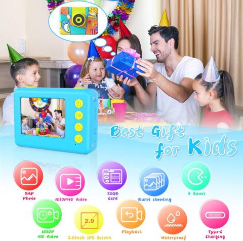Aparat cyfrowy Selfie dla dzieci z kartą SD 32 GB Wodoodporny Aparat cyfrowy Selfie dla dzieci z kartą SD 32 GB Wodoodporny