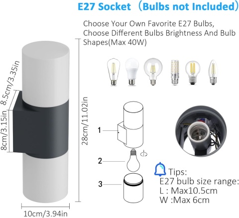 Lampa zewnętrzna / wewnętrzna, kinkiet, 2x E27 Lampa zewnętrzna / wewnętrzna, kinkiet, 2x E27