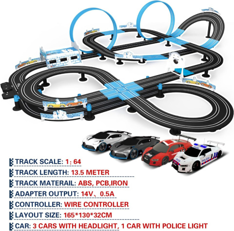 Tor Samochodowy Wyścigowy Duży Elektryczny - 4 AUTA
