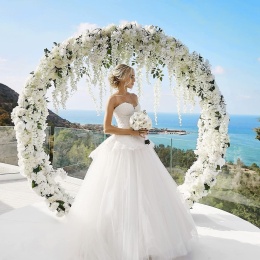 STELAŻ STOJAK KOŁO OBRĘCZ NA BALONY METAL ZŁOTY 2,2 M KOMUNIA WESELE ŚCIANKA