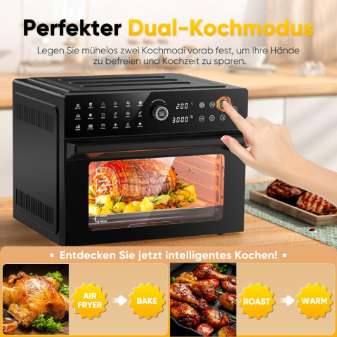Mini piekarnik, AirFryer, frytkownica beztłuszczowa XXL, 30 L, ekran dotykowy LED Mini piekarnik, AirFryer, frytkownica beztłuszczowa XXL, 30 L, ekran dotykowy LED