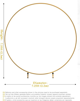 ZESTAW OKRĄGŁEGO ŁUKU BALONOWEGO YALLOVE ZŁOTY O DŁYUGOŚCI 2,2M