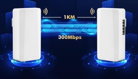 Bezprzewodowy most bridge 2,4 GHz 500 m do 1 km, 100 Mbit/s, 24V PoE 2 szt.