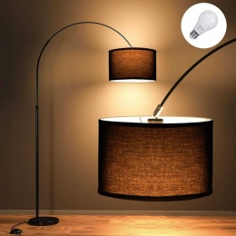 Lampa Podłogowa Łukowa 3000K Regulowana wysokość czarny abażur E27 9W