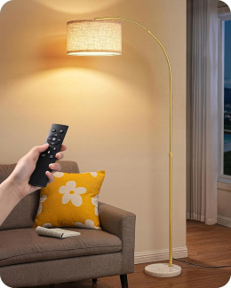 EDISHINE Lampa łukowa stojąca LED E27 z pilotem, ściemnianie i regulacja 143-176 cm