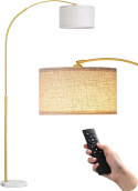 EDISHINE Lampa łukowa stojąca LED E27 z pilotem, ściemnianie i regulacja 143-176 cm