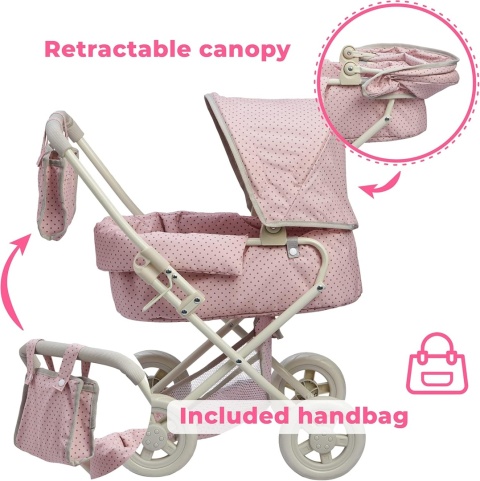 Wózek dla lalki zestaw 2 w 1 Teamson Kids Polka Dots Princess Wózek dla lalki zestaw 2 w 1 Teamson Kids Polka Dots Princess