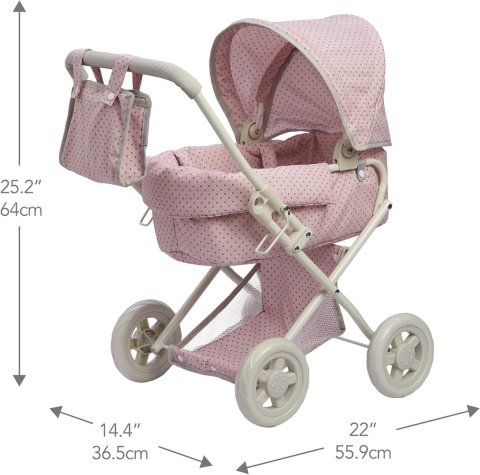 Wózek dla lalki zestaw 2 w 1 Teamson Kids Polka Dots Princess Wózek dla lalki zestaw 2 w 1 Teamson Kids Polka Dots Princess