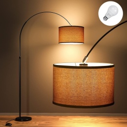 Lampa Podłogowa Łukowa 3000K Regulowana wysokość Beżowy abażur E27 9W