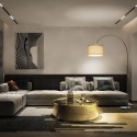 Lampa Podłogowa Łukowa 3000K Regulowana wysokość Beżowy abażur E27 9W