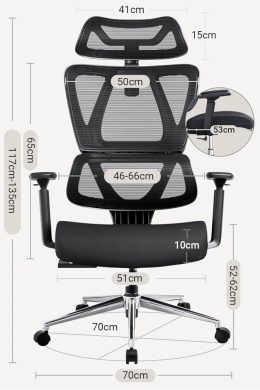 Krzesło biurowe ergonomiczny obrotowy MELOKEA F044 Czarny TKANINA