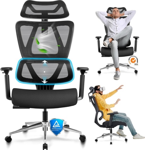 Krzesło biurowe ergonomiczny obrotowy MELOKEA F044 Czarny TKANINA Krzesło biurowe ergonomiczny obrotowy MELOKEA F044 Czarny TKANINA