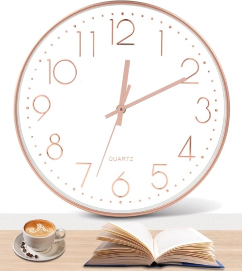 ZEGAR ŚCIENNY NOWOCZESNY STYLOWY BEZGŁOŚNY PŁYNĄCY RÓŻOWE ZŁOTO 30 cm ZEGAR ŚCIENNY NOWOCZESNY STYLOWY BEZGŁOŚNY PŁYNĄCY RÓŻOWE ZŁOTO 30 cm