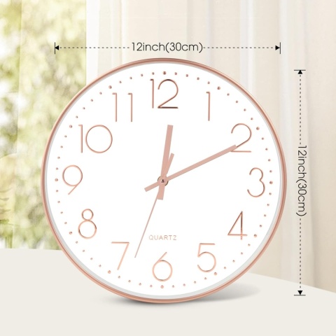 ZEGAR ŚCIENNY NOWOCZESNY STYLOWY BEZGŁOŚNY PŁYNĄCY RÓŻOWE ZŁOTO 30 cm ZEGAR ŚCIENNY NOWOCZESNY STYLOWY BEZGŁOŚNY PŁYNĄCY RÓŻOWE ZŁOTO 30 cm