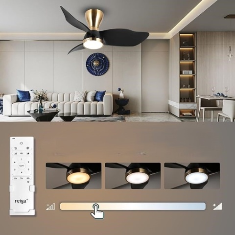 Wentylator sufitowy Reiga 91 cm z lampą LED i pilotem 30 W cichy Wentylator sufitowy Reiga 91 cm z lampą LED i pilotem 30 W cichy