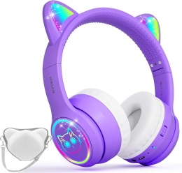 SŁUCHAWKI BEZPRZEWODOWE NAUSZNE KOCIE USZY DZIECIĘCE IFECCO S28 BLUETOOTH